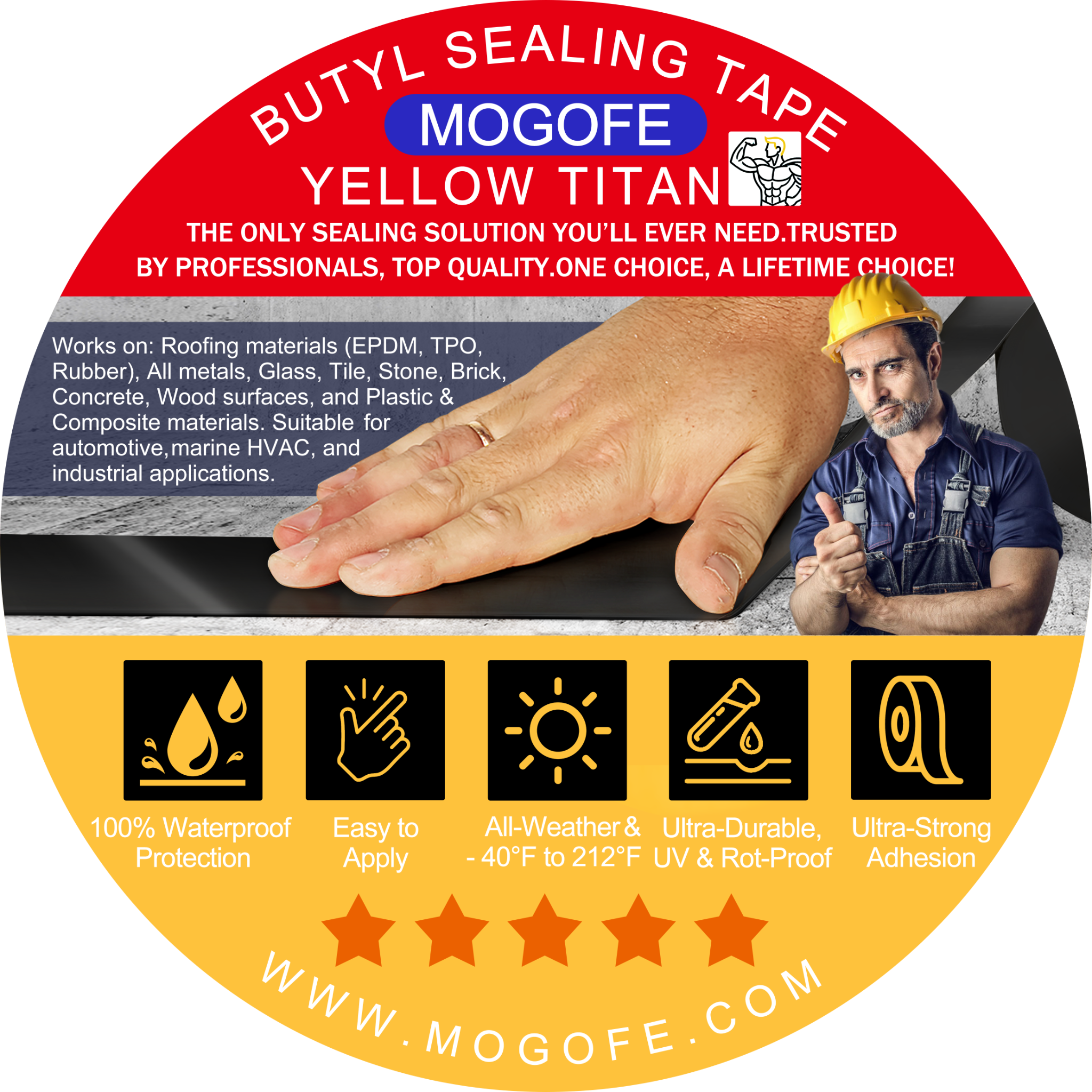 MOGOFE Yellow Titan Standard black tape package cover