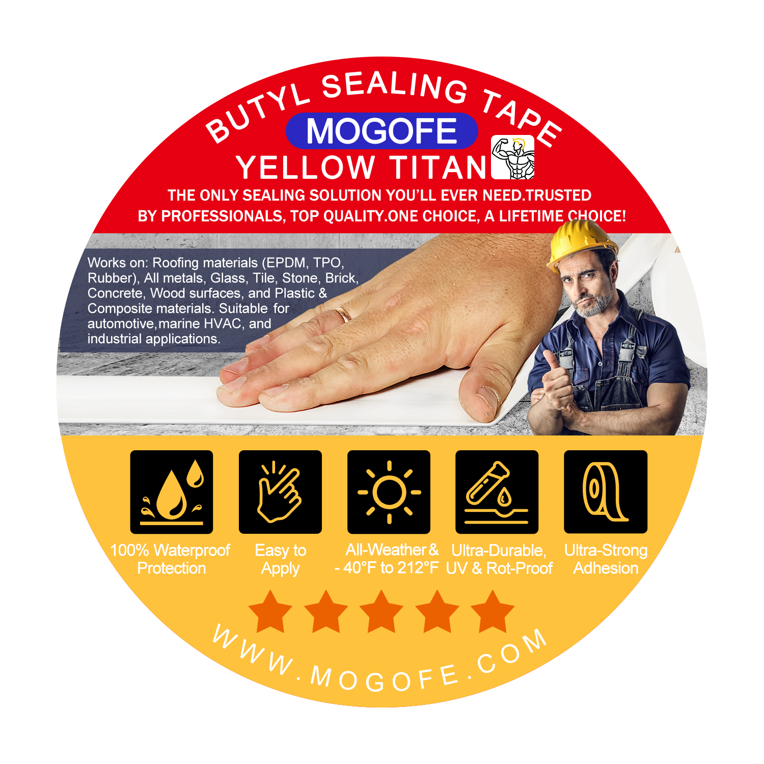 MOGOFE Yellow Titan Standard white tape package cover